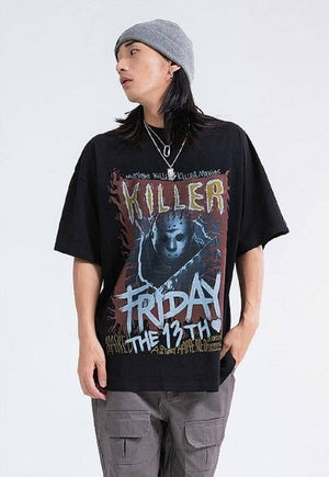 Killer print t-shirt Horror movie tee grunge top in white