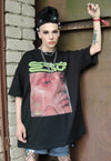 Raver t-shirt graffiti tee cyber robot print punk top black