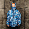 Paisley bomber handmade detachable bandanna puffer tie-dye jacket cashew print bomber two sided gradient jacket in blue