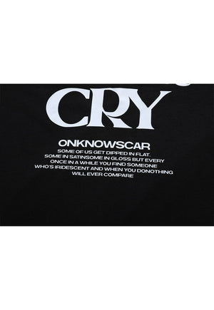 No tears slogan t-shirt cry boy tee grunge top in black