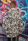 Zebra fleece jacket in white animal print stripe bomber