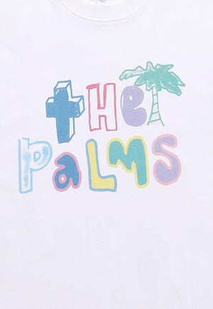 Tropical print t-shirt retro palm tee grunge punk top white