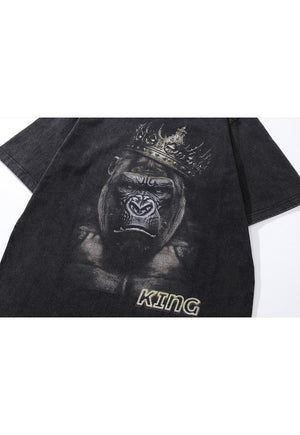 King Kong t-shirt guerilla tee monkey print top vintage grey