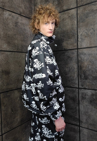 Reversible Alien fleece jacket handmade UFO coat in black