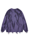 Oil wash cable sweater ripped jumper dirty wash top purple