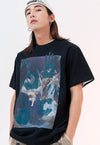 Ancient painting t-shirt retro tee hand print top in Black