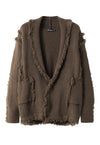 Distressed cardigan shredded jumper ripped sweater brown