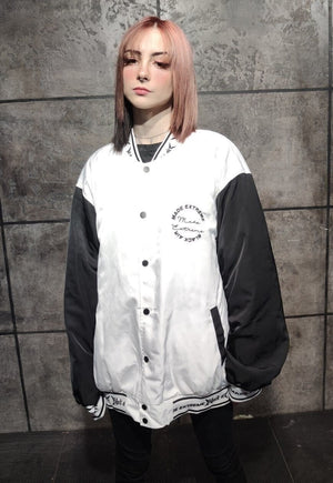 USA varsity spring jacket Scream movie MA-1 bomber white