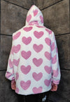 Heart fleece coat handmade 2in1 hood emoji trench jacket