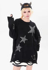 Grunge sweater cutout elbow knitted jumper ripped top black