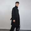 Utility buckle coat grunge bondage jacket strap attachment mac Gothic trench jacket catwalk bomber lapel smart overcoat in black