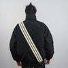 Utility bomber jacket striped puffer gorpcore coat techno varsity punk coat grunge jacket in black