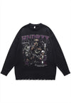 Future sweater knit distressed jumper rapper print top grey