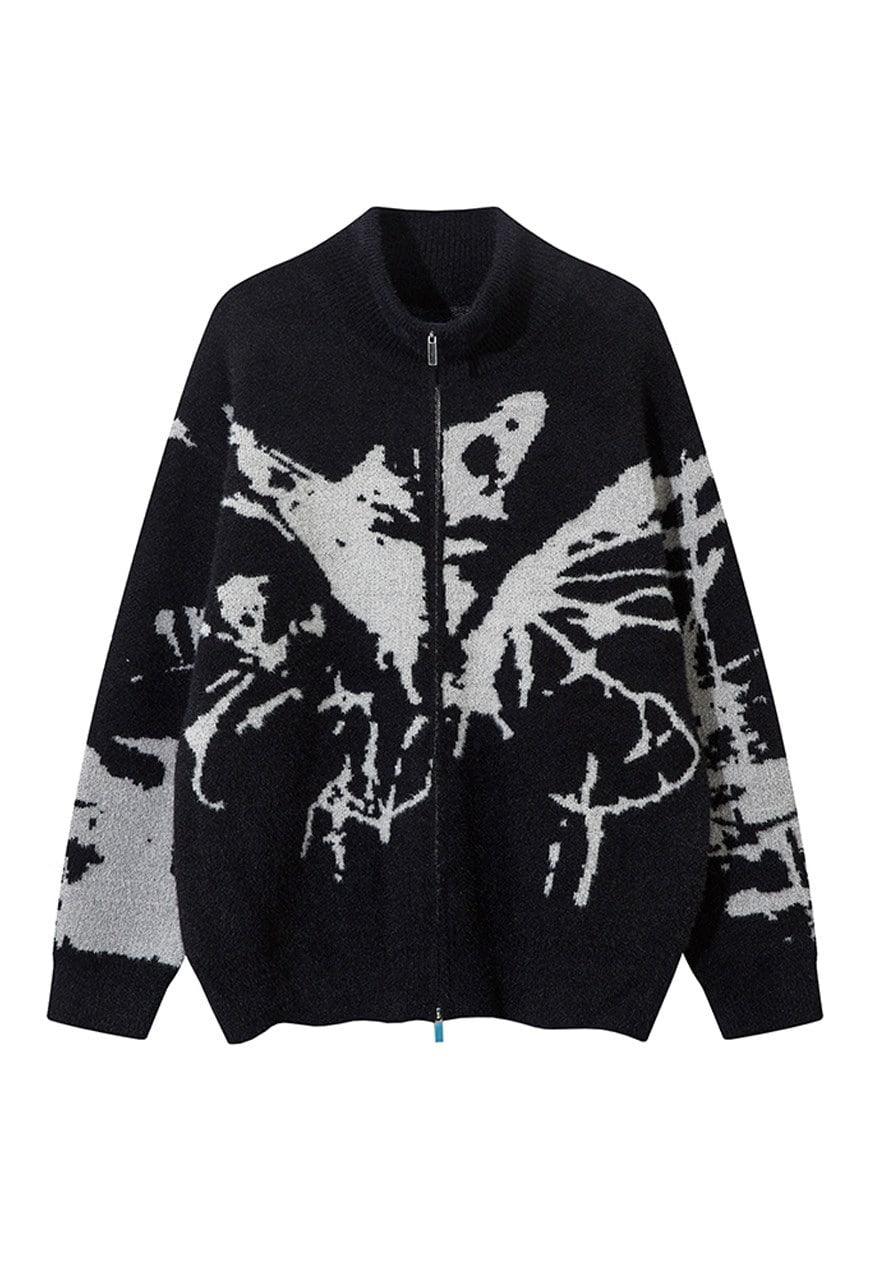 Abstract pattern sweater grunge moth print jumper punk top