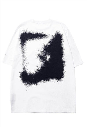 I-girl print tee distressed top paint splatter t-shirt white