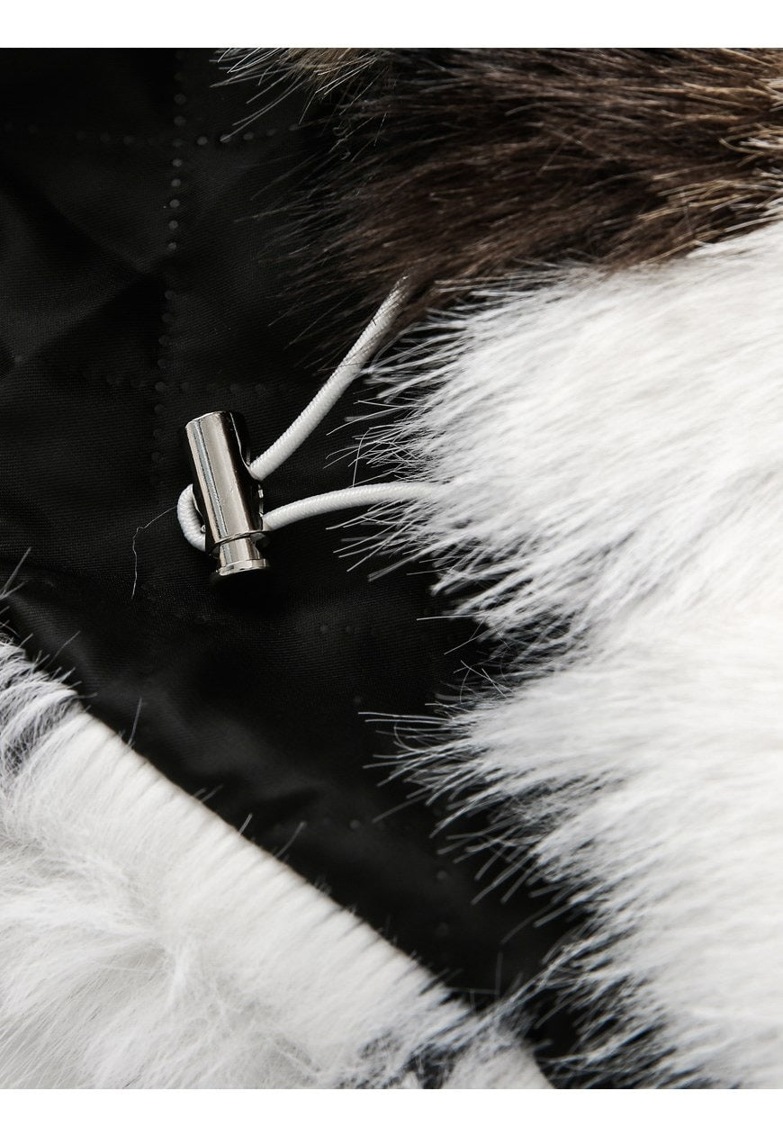 Fuzzy faux fur jacket spot pattern fuzzy coat animal print