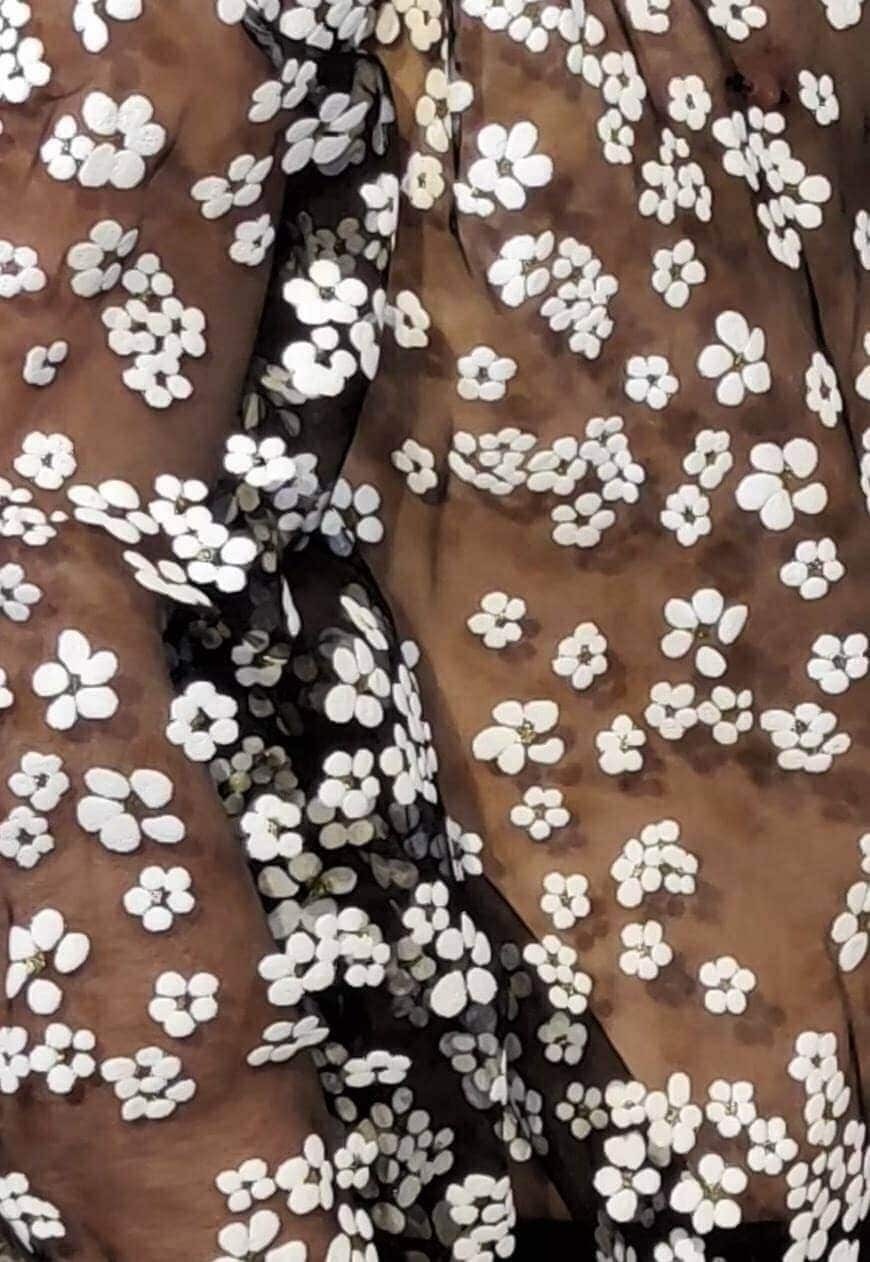 Transparent shirt daisy patterned seethrough blouse mesh top