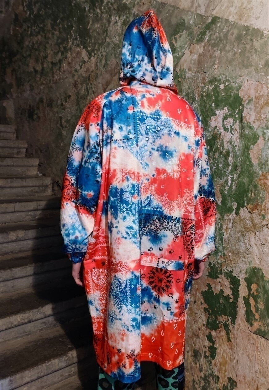 Tie-dye pastel jacket handmade paisley windbreaker in red