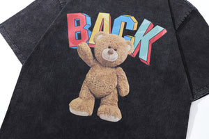 Teddy t-shirt bear print tee cute cartoon y2k top in vintage grey