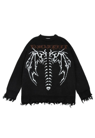 Devil sweater gothic ripped jumper distressed punk top grey