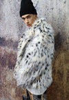 Faux fur Leopard jacket animal print fleece bomber in white