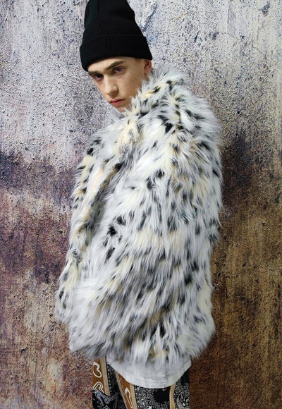 Faux fur Leopard jacket animal print fleece bomber in white