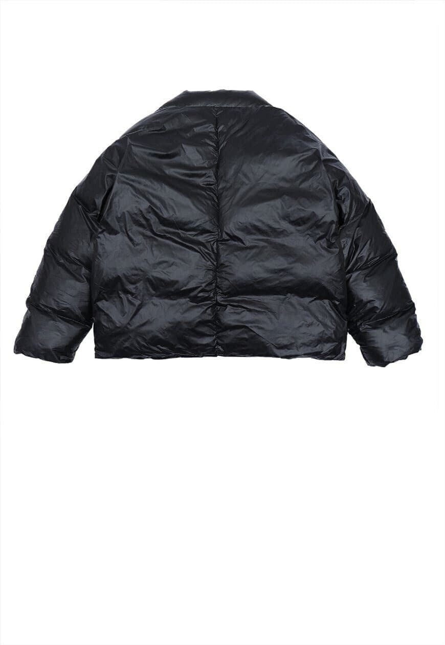 Cropped bomber jacket shorter solid unusual puffer in black
