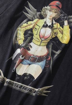 Cindy Aurum print t-shirt cosplay tee Anime top in acid grey