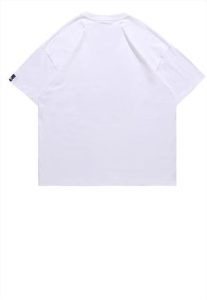 Moon print t-shirt space tee retro sky poster top in white