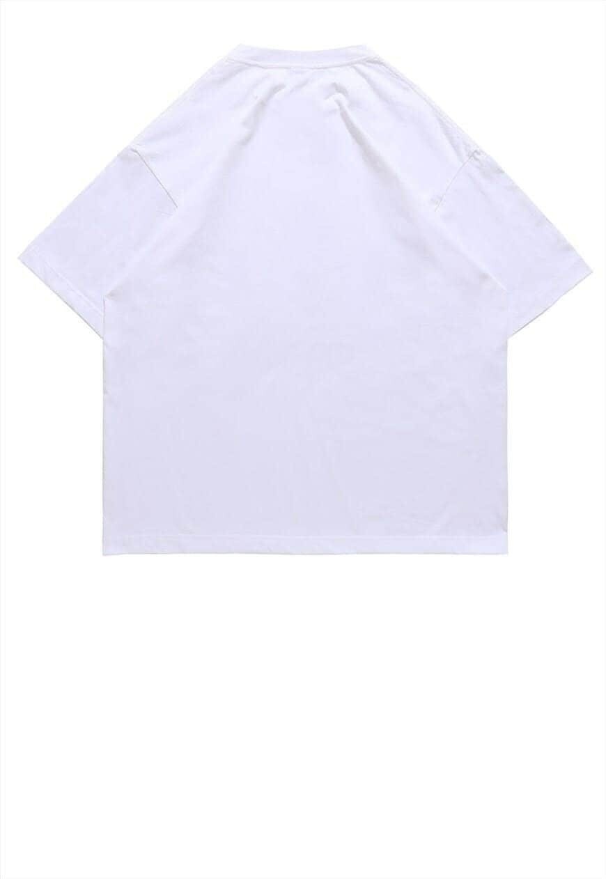 Cyber punk t-shirt spaceman top industrial print tee white