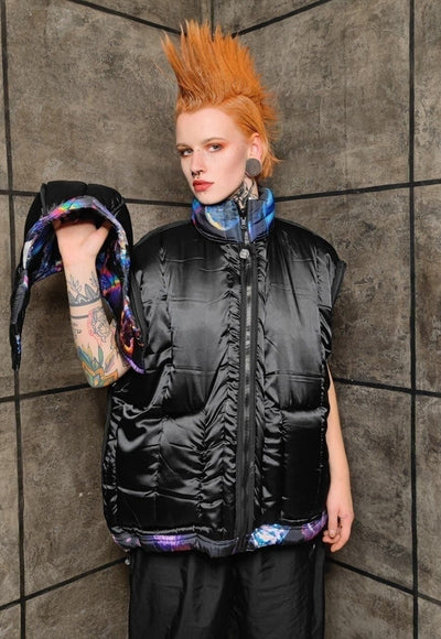 Psychedelic bomber jacket handmade detachable raver puffer