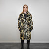 Brown leopard coat faux fur animal print trench spot pattern overcoat going out bomber detachable rock festival jacket cheetah peacoat