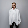 Zip up utility shirt long sleeve going out blouse high fashion top gorpcore jumper silky fancy dress sweatshirt loose sweat in white