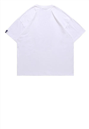 Mobile phone print t-shirt 90s graffiti tee retro top white