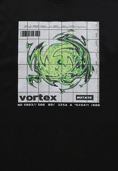 Vortex print t-shirt science geek tee retro raver top black