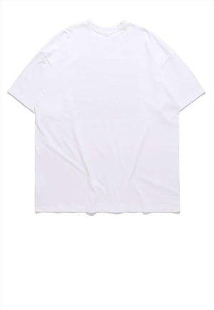 Grillz print t-shirt grunge rap tee raver top in white