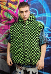 Checkerboard fleece jacket detachable check jacket in green