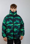 Smoke print bomber reversible jacket detachable flame puffer