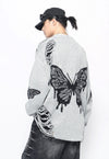 Butterfly sweater grey black ripped gothic jumper grunge top