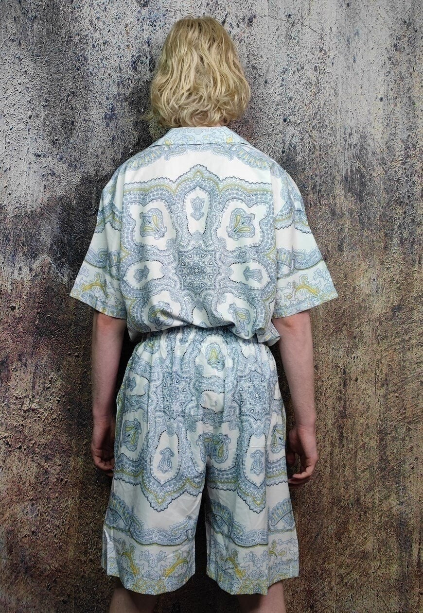 Baroque sports set paisley pattern shirt & shorts combo