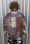 Reversible zebra fleece jacket handmade leopard coat brown