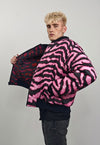 Striped varsity jacket pink zebra reversible 4in1 bomber