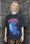 Psychedelic t-shirt creepy top vintage wash punk tee grey