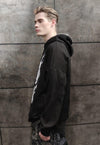 Graffiti hoodie Gothic raver pullover y2k zipper top black