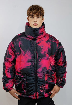 Smoke bomber reversible jacket detachable grunge puffer