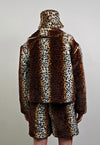 Short leopard trench coat brown cropped animal print jacket