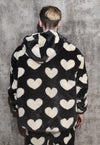 Heart fleece jacket hand made faux fur love bomber in black