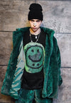 Python fleece coat handmade snake faux fur jacket in green