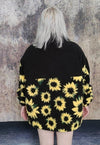 Sunflower fleece bomber handmade daisy floral sports jacket