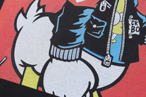 Punk cartoon t-shirt duck print tee retro American top in vintage grey